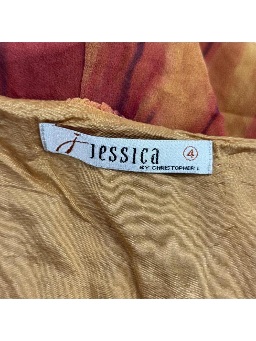 Vintage Y2K "Jessica by Christopher L" Sunset Silk Midi Dress - Picture 7 of 8